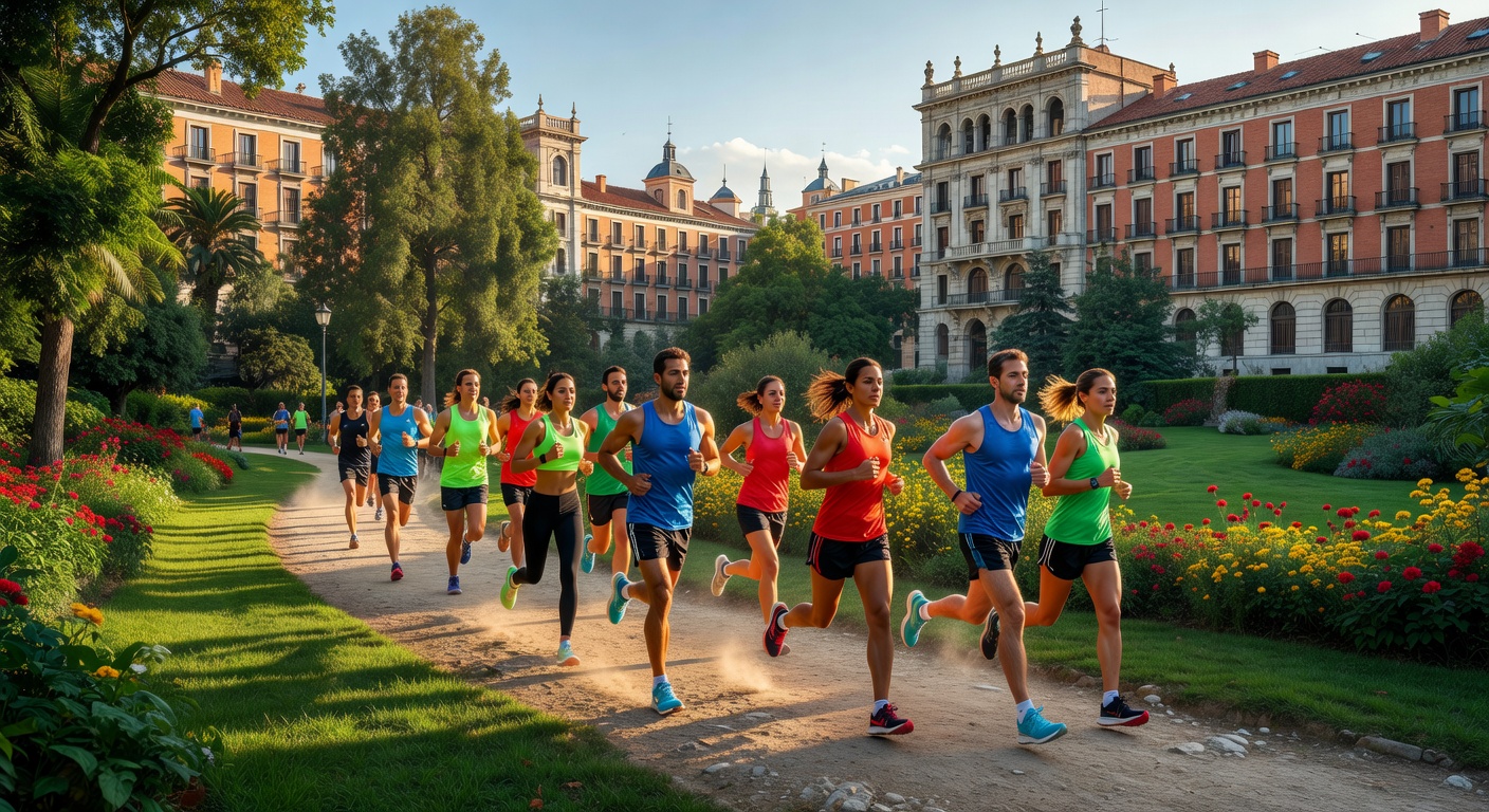 Running en el parque de Madrid